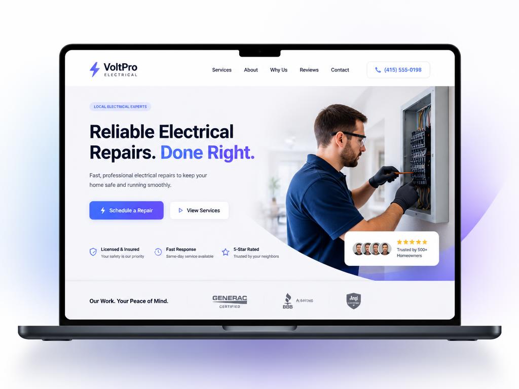 VoltPro Electrical website concept